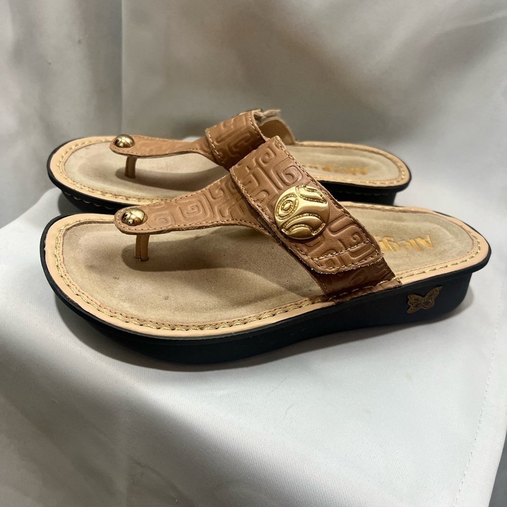 Alegria Carina Tan and Gold Sandals Size 36 - Picture 2 of 8